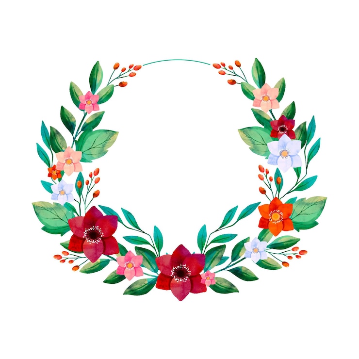 Gratis Vector circulaire aquarel bloemenframe