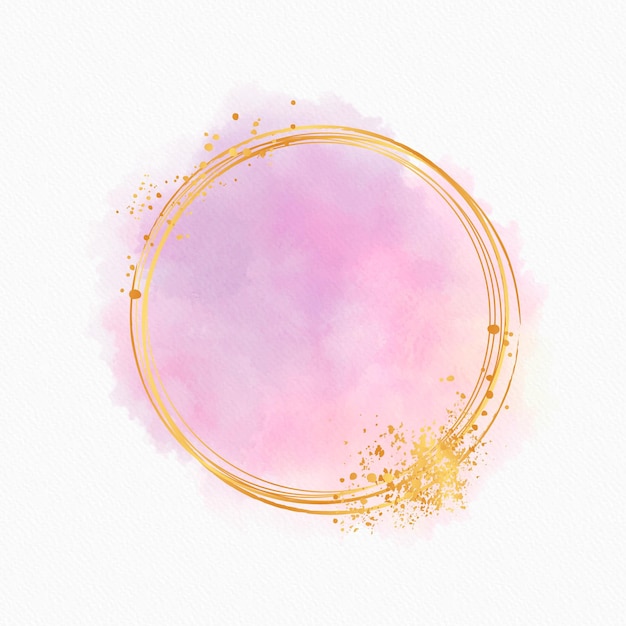 Gratis vector circulaire aquarel gouden frame