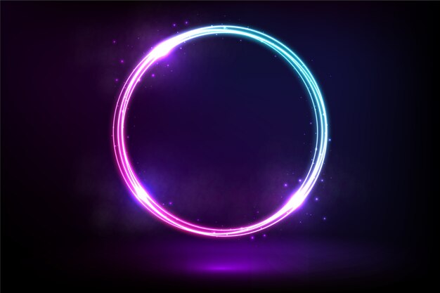 Circulaire violet en blauw neonlicht achtergrond