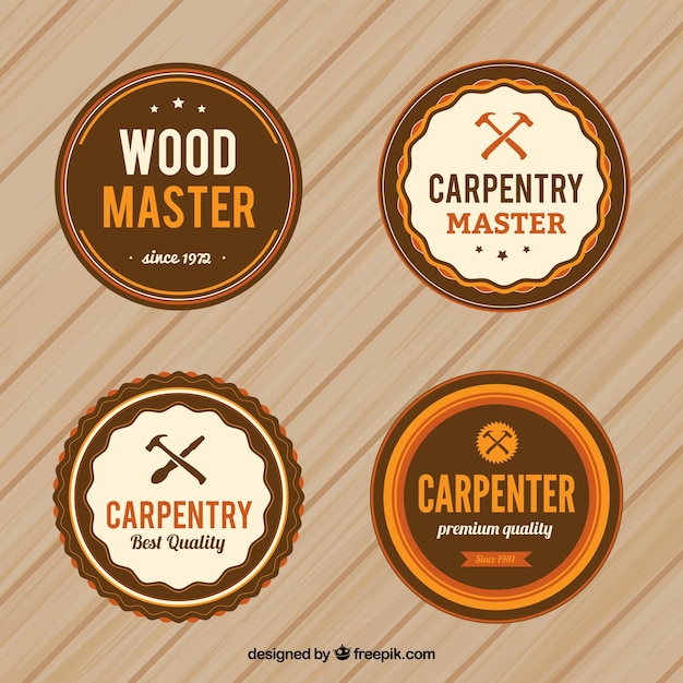 Gratis vector circular timmerwerk badges