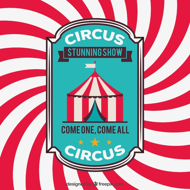 Gratis vector circus badge op een strepenachtergrond
