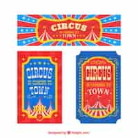 Gratis vector circus banner en flyers in vintage stijl