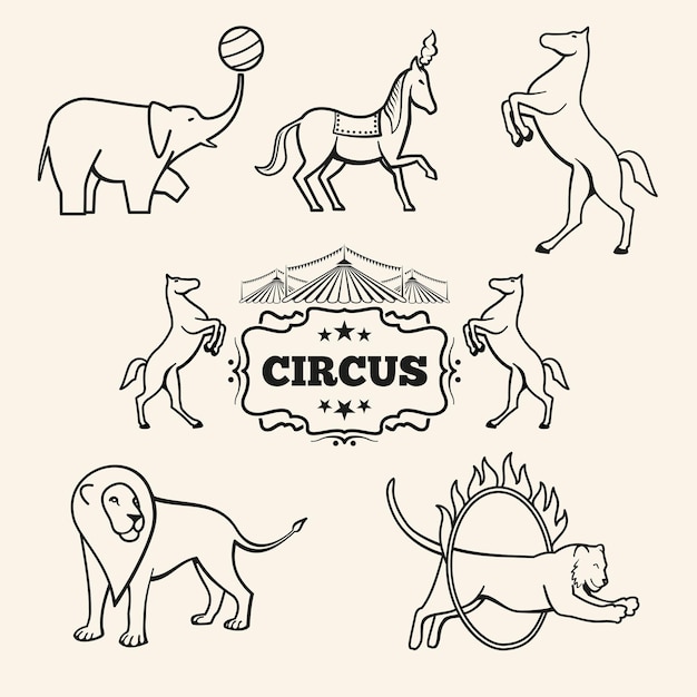 Gratis vector circus dier embleem set