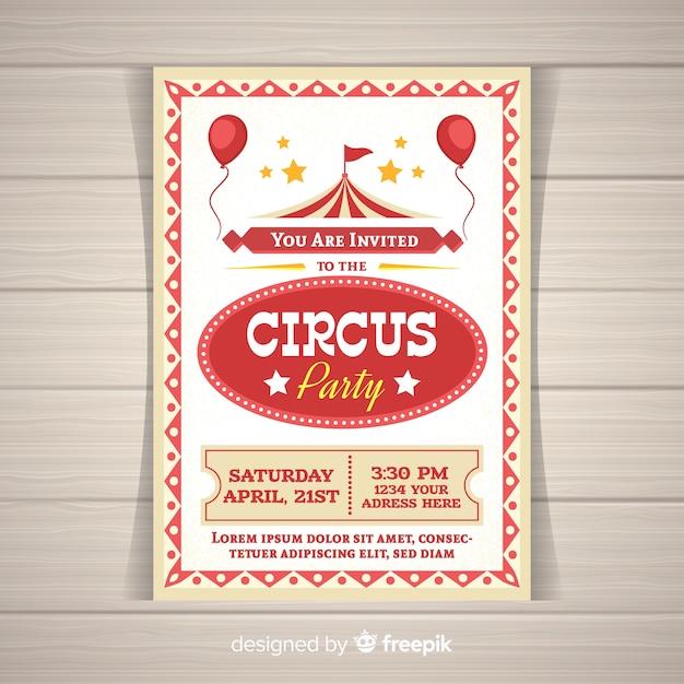 Gratis vector circus feest uitnodigingskaart