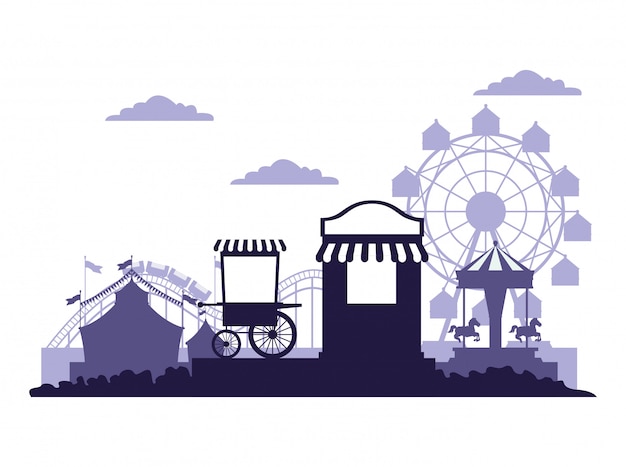 Gratis vector circus festival eerlijke landschap blauwe en witte kleuren