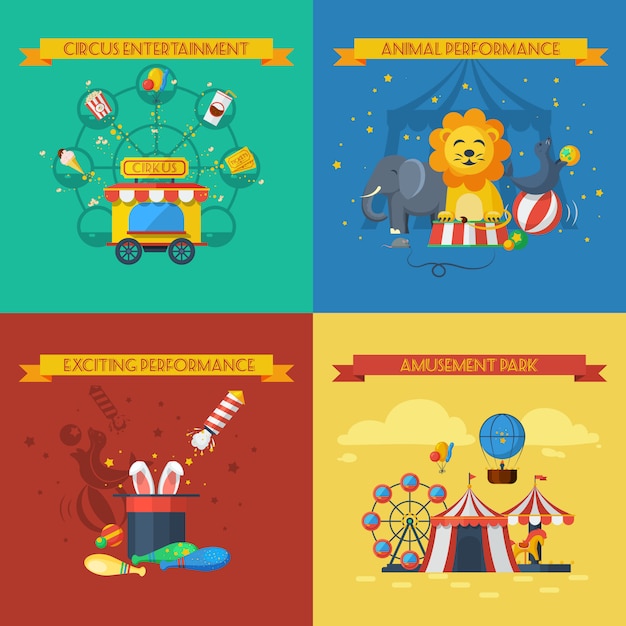 Gratis vector circus platte set