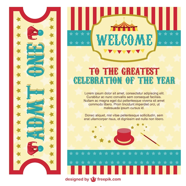 Gratis vector circus poster en ticket pak