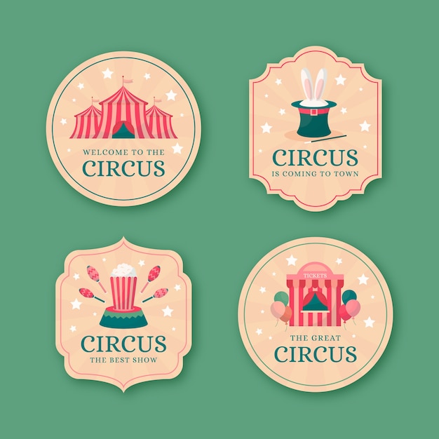 Gratis vector circus show labels-collectie