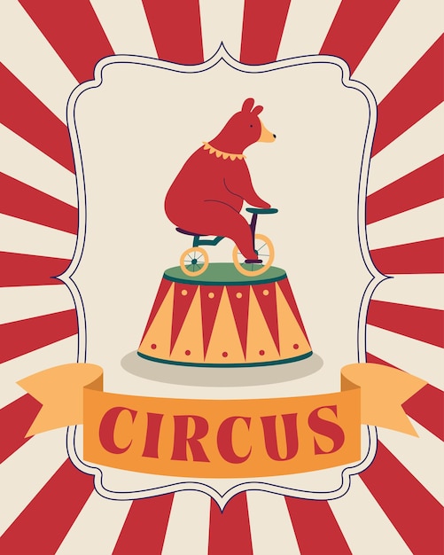 Gratis vector circusbeer in fietsposter