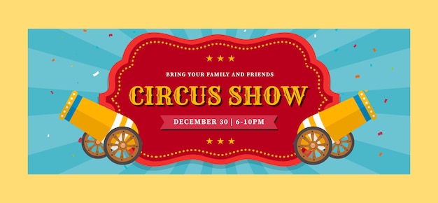 Gratis vector circusshow sociale media voorbladsjabloon