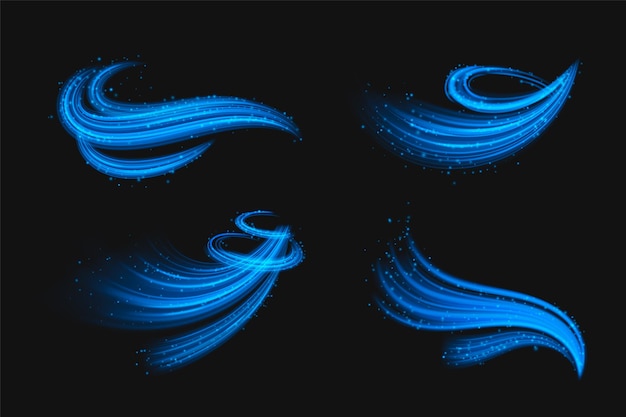 Cirkel en golf blauwe wind effect met deeltjes