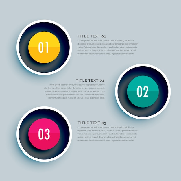 Cirkel infographic design met drie stappen