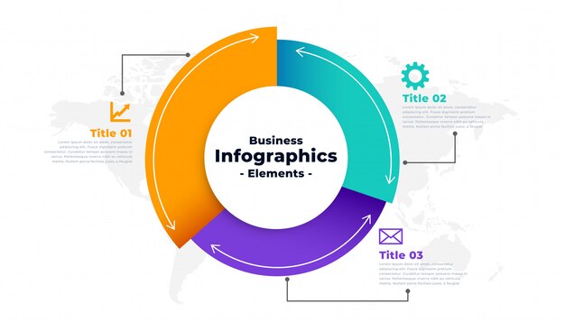 Cirkeldiagram infographic voor drie stappen sjabloon