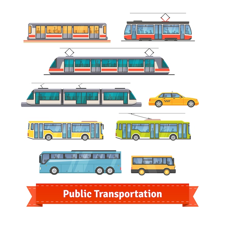 Gratis Vector city en intercity transport voertuigen set