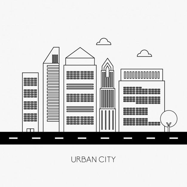 Gratis vector city skyline ontwerp