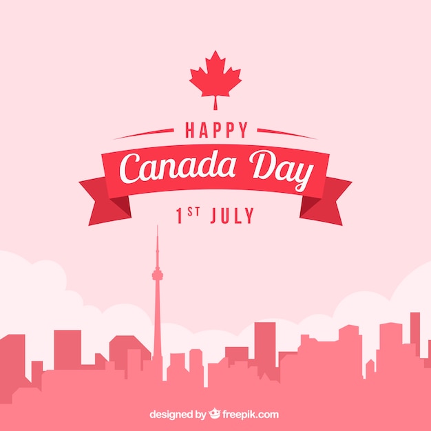 Gratis vector cityscape achtergrond voor canada dag