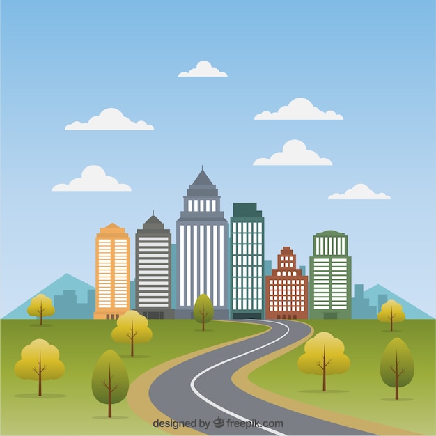 Gratis vector cityscape flat illustratie