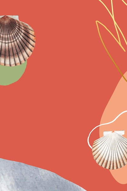 Gratis vector clam shell en clamshell patroon op oranje achtergrond