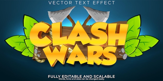 Gratis vector clash wars teksteffect bewerkbare game en cartoon tekststijl