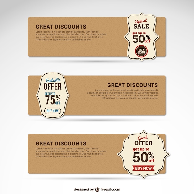 Gratis vector classic korting banners