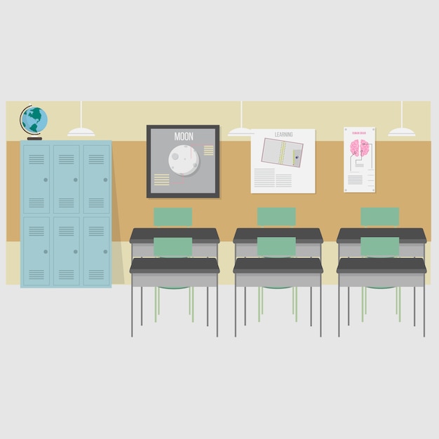 Gratis vector classroom achtergrond ontwerp