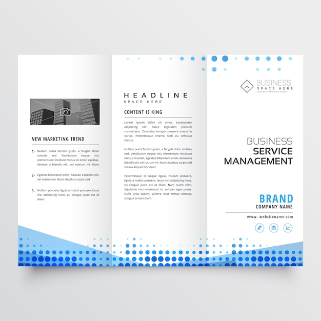 Clean driebladige brochure design met abstracte blauwe effect