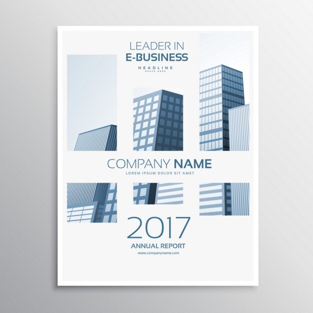 clean magazine cover bedrijf folder template design met buldings