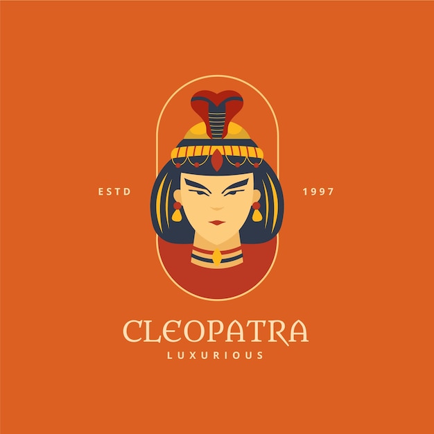 Gratis vector cleopatra-logo in plat ontwerp