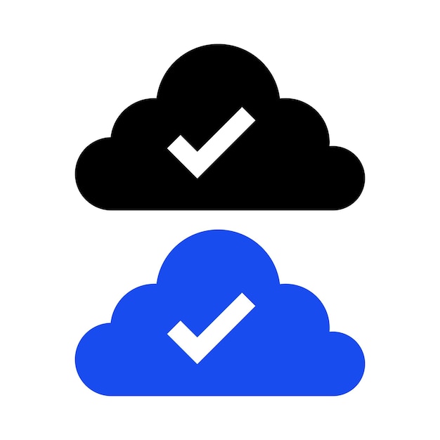 Gratis vector cloud check mark blauw en zwart
