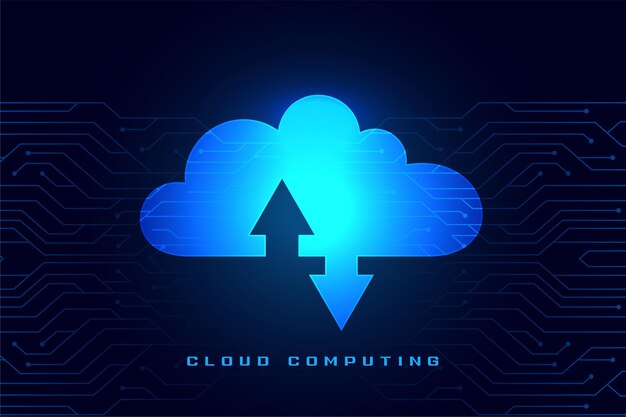 Gratis vector cloud computing-concept met het downloaden en uploaden van datastreaming