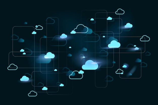Cloud netwerk systeem achtergrond vector voor social media banner