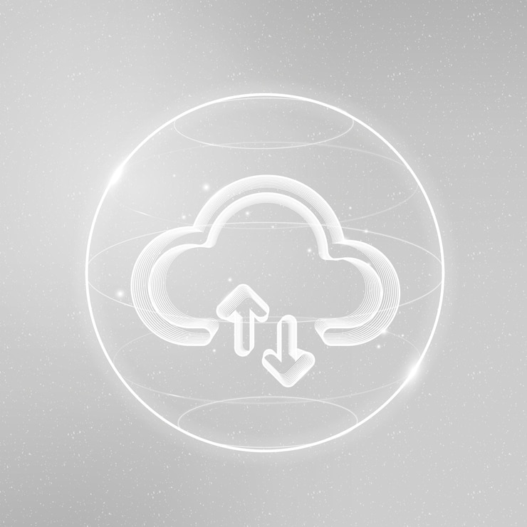 Gratis Vector cloud netwerk technologie pictogram in wit op verloop achtergrond