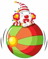 Gratis vector clown op rollende bal cartoon