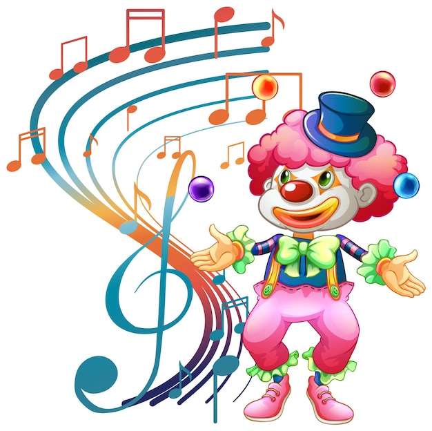 Gratis vector clownkartonkarakter met muzieknoot