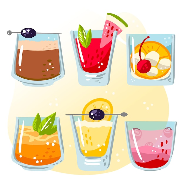 Gratis vector cocktail collectie