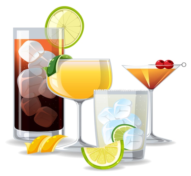 Gratis vector cocktail in het glas op witte achtergrond