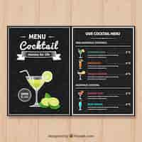 Gratis vector cocktail menusjabloon in platte ontwerp