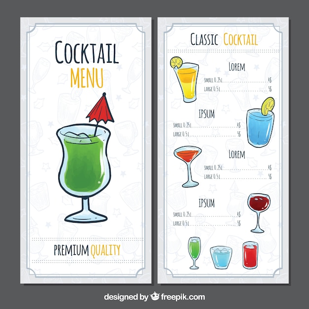 Gratis vector cocktail menusjabloon