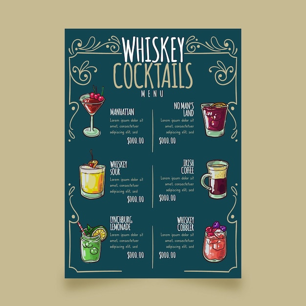 Cocktail menusjabloon