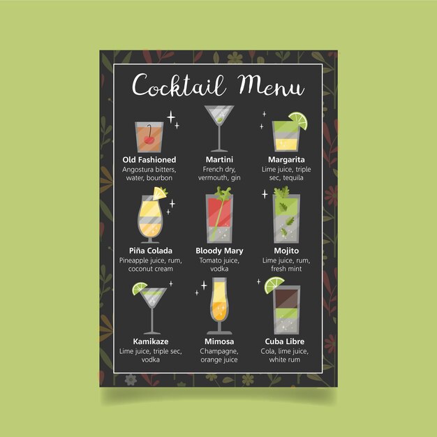 Cocktail menusjabloon