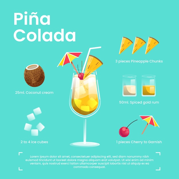 Gratis vector cocktail recept concept