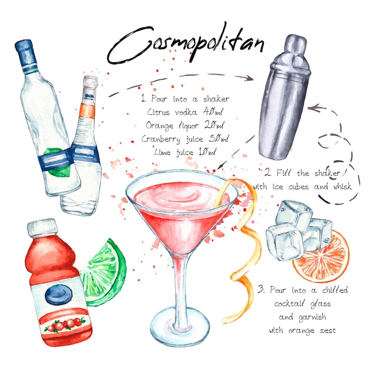 Gratis Vector cocktail recept