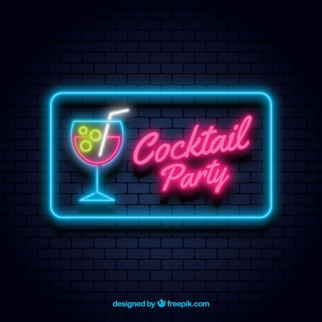 Gratis vector cocktailbar teken met neonlicht stijl