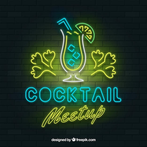 Cocktailbar teken met neonlicht stijl