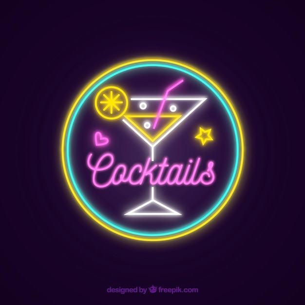 Cocktailbar teken met neonlicht stijl