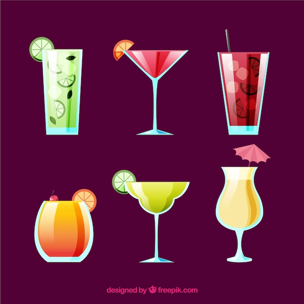 Gratis vector cocktailcollectie met plat ontwerp