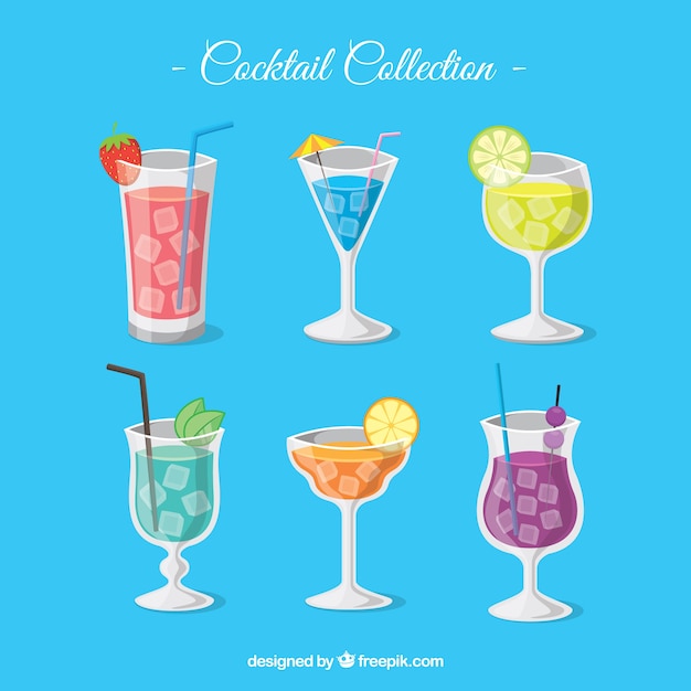 Cocktailcollectie met plat ontwerp