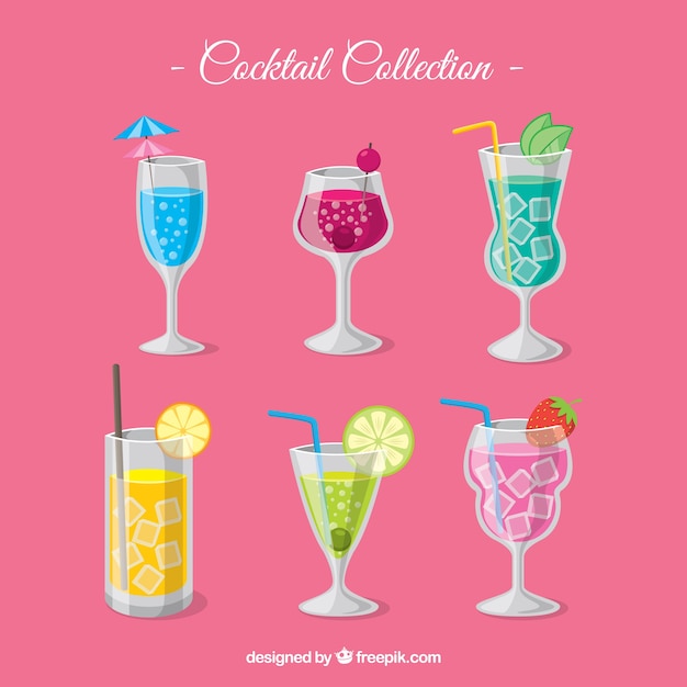 Cocktailcollectie met plat ontwerp