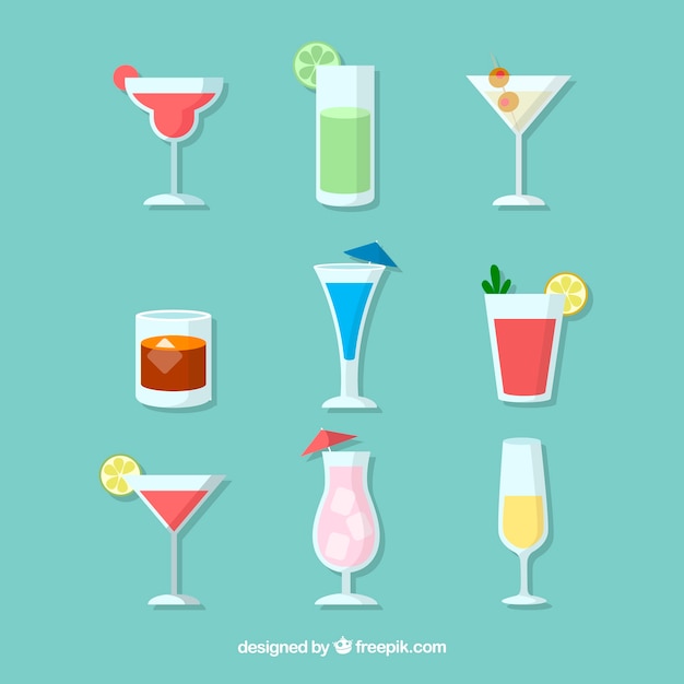 Gratis vector cocktailcollectie met plat ontwerp