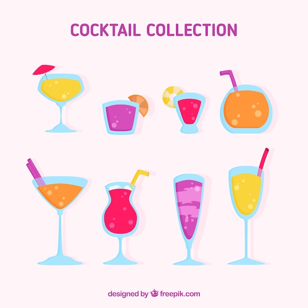 Gratis vector cocktailcollectie met plat ontwerp